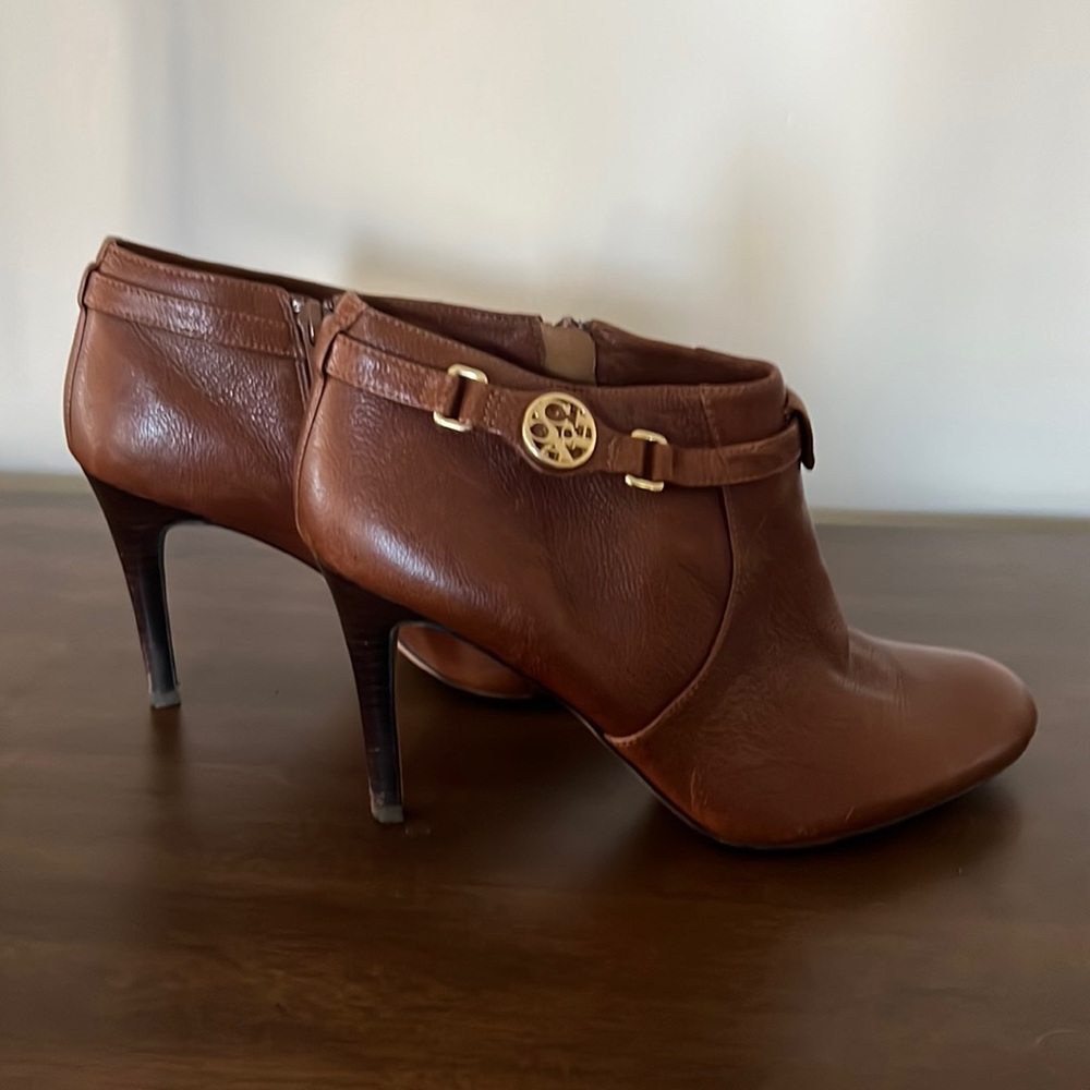 Coach Salene ankle boot 8.5 dark ginger 3.5 heel.